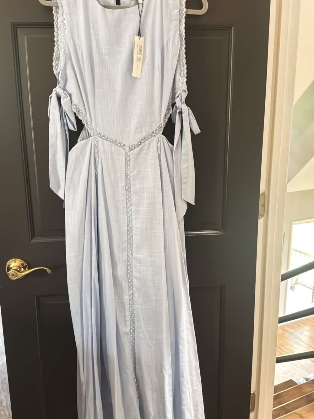 Mable Light Blue Maxi Dress with Side Tie Details